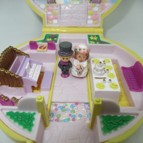 90's★Vintage★POLLY POKET★Poly Pocket★Compact★Figure★Doll★Miniature★Play House★Shell★Yellow★Wedding★WEDDING★