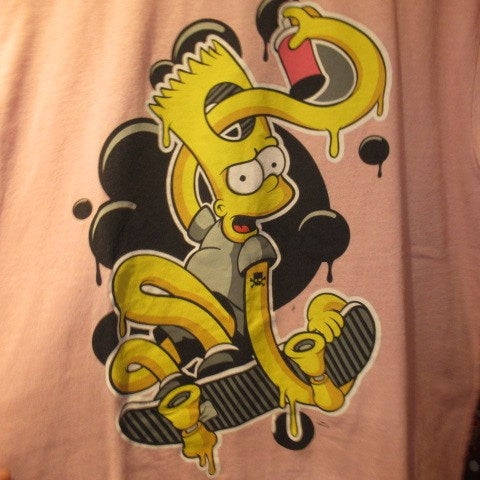 The Simpsons★Simpsons★Bart★Bart★T-shirt★Skateboard★USED★Pink★Ladies XL size★Figure★Doll★Plush toy★