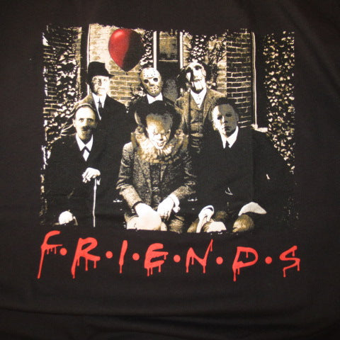 HORROR FRIRNDS★Horror★Movie★F・R・I・E・N・D・S★T-shirt★Men's★XL size★Black★New★SAW★Leatherface★It★Freddy★