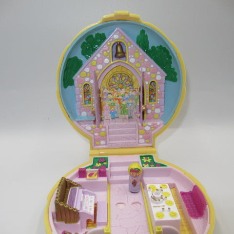 1989年★80's★Polly Pocket★ポーリーポケット★ウエディングチャペル★結婚式★人形★フィギュア★ぬいぐるみ★コンパクト★ミニチュア★丸★イエロー★ビンテージ★