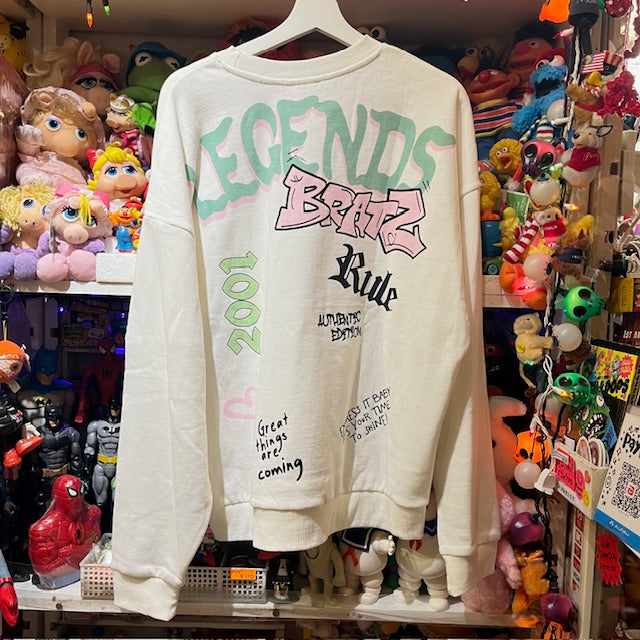 BRATZ★ブラッツ★trainer★トレーナー★Lsize★men's★white★ホワイト★裏起毛★doll★ドール★人形★ぬいぐるみ★フィギュア★