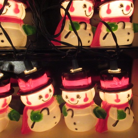 ビンテージ★クリスマスライト★パーティーライト★SNOWMEN★スノーマン★雪だるま★サンタクロース★フィギュア★人形★ぬいぐるみ★