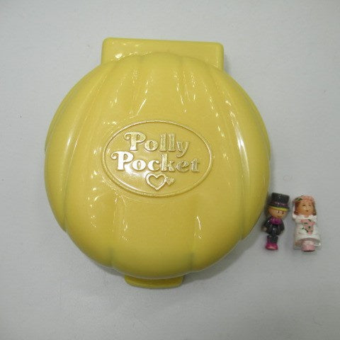 90's★ビンテージ★POLLY POKET★ポーリーポケット★コンパクト★フィギュア★人形★ミニチュア★ままごと★シェル★黄色★結婚式★WEDDING★
