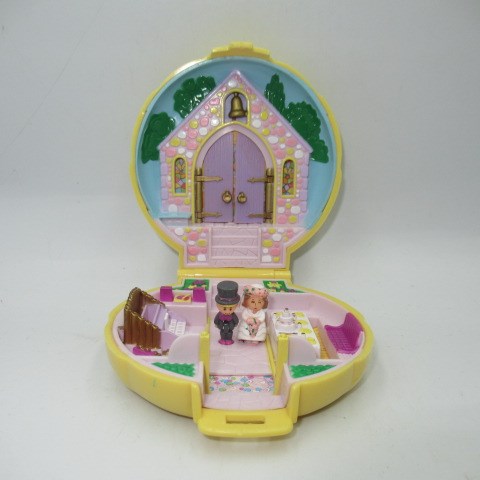 90's★Vintage★POLLY POKET★Poly Pocket★Compact★Figure★Doll★Miniature★Play House★Shell★Yellow★Wedding★WEDDING★ 
