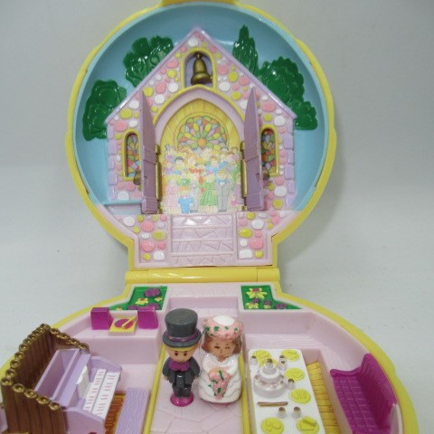 90's★Vintage★POLLY POKET★Poly Pocket★Compact★Figure★Doll★Miniature★Play House★Shell★Yellow★Wedding★WEDDING★ 