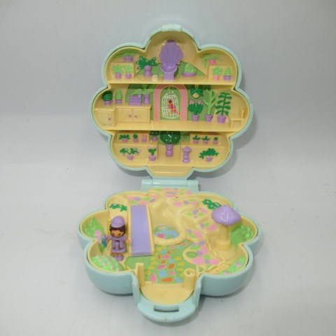 90's★Vintage★Polly Pocket★Compact★Figure★Doll★Miniature★Play House★Flowers★Mint Green★