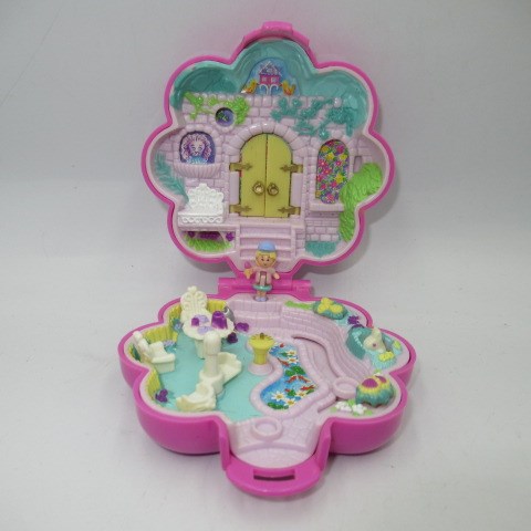 90's★Vintage★POLLY POKET★Poly Pocket★Compact★Figure★Doll★Miniature★Play House★Flowers★Dark Pink★ 
