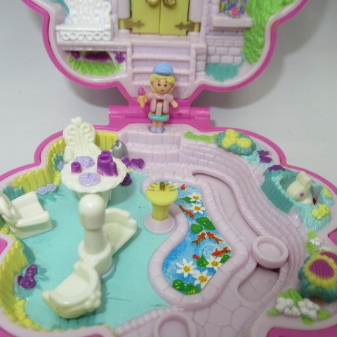 90's★Vintage★POLLY POKET★Poly Pocket★Compact★Figure★Doll★Miniature★Play House★Flowers★Dark Pink★ 
