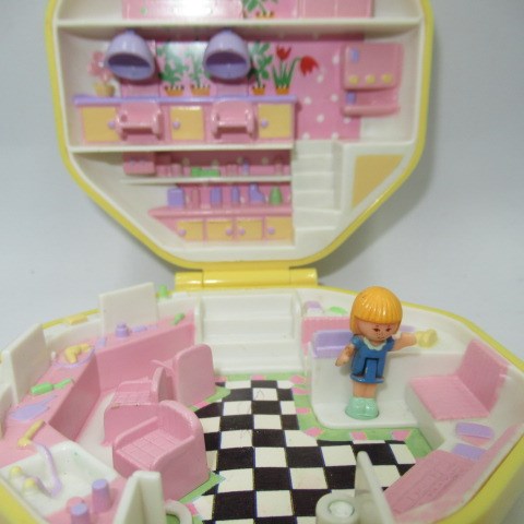 90's★Vintage★Polly Pocket★Compact★Figure★Doll★Miniature★Play House★Octagon★Yellow★