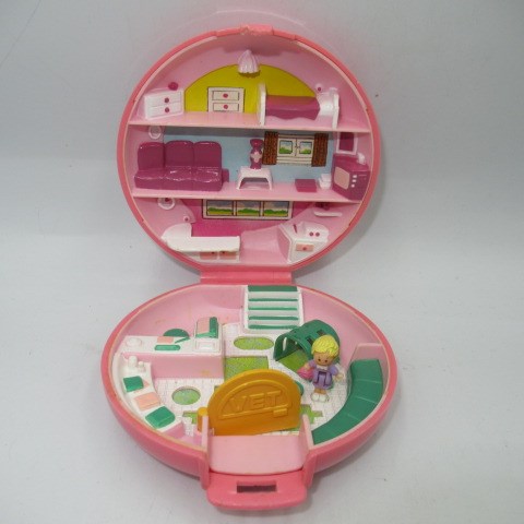 90’s★ビンテージ★POLLY POKET ★ポーリーポケット★コンパクト★フィギュア★人形★ミニチュア★ままごと★丸★ピーチ★