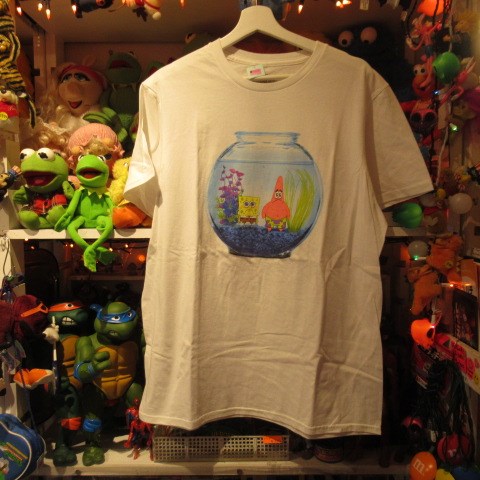 Spongebob★スポンジボブ★パトリック★水槽★Tshirt★Tシャツ★Lサイズ★ホワイト★人形★フィギュア★ぬいぐるみ★