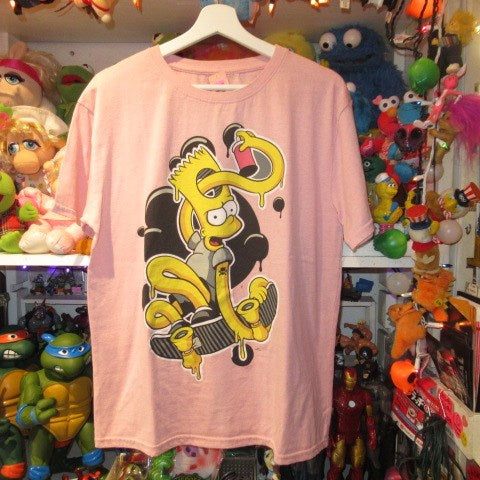 The Simpsons★Simpsons★Bart★Bart★T-shirt★Skateboard★USED★Pink★Ladies XL size★Figure★Doll★Plush toy★ 