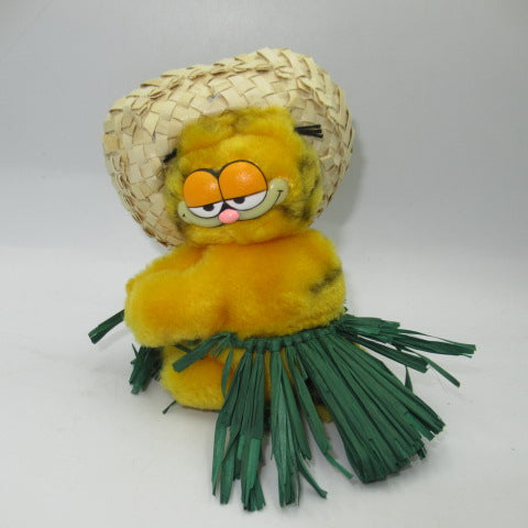 80's★GARFIELD★Garfield★Clip doll★Clip-on★Straw hat★Figure★Doll★Plush toy★ 