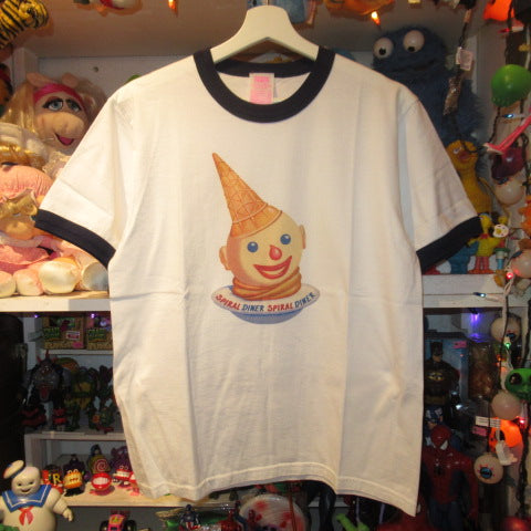 Hohokam DINER x SPIRAL DINER★Collaboration★T-shirt★Clown★Crown★Ice Cream★CLOWN★Hohokam Diner★Toys and Spiral★Ringer T★Blue★M size★ 