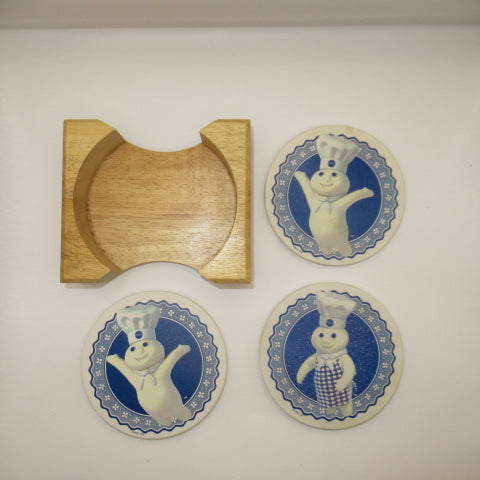 90's★Pillsbury★Doughboy★ドゥーボーイ★ドゥボーイ★ドーボーイ★コースター★3枚セット★コルク★直径約10センチ★未使用品★フィギュア★人形★ぬいぐるみ★