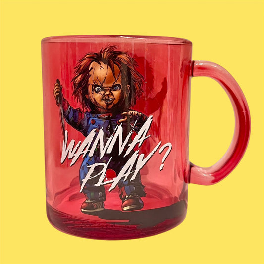CHUCKY★チャッキー★WANNAPLAY?★glas★ガラス★cup★カップ★cop★コップ★mug★マグ★horror★ユニバーサルスタジオ