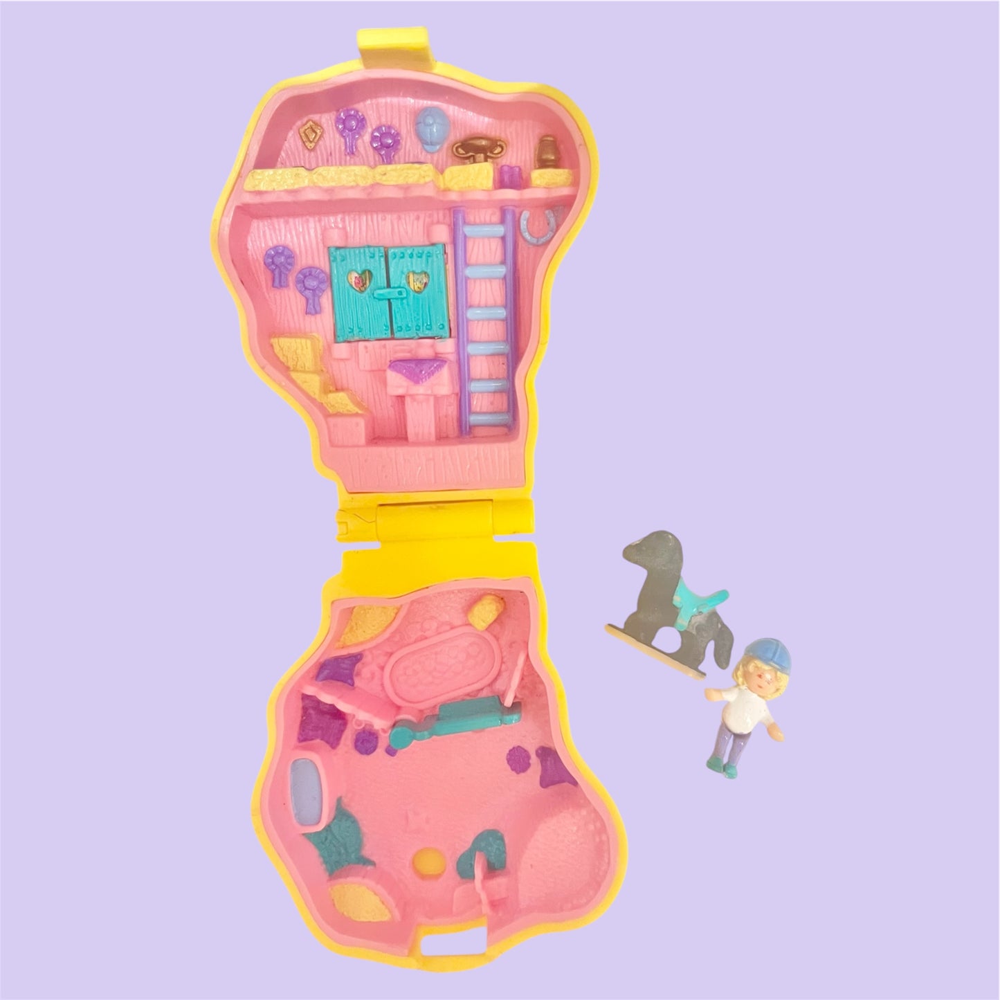 レア★コンプリート！90’s★1994年★ビンテージ★POLLY POCKET★ポーリーポケット★コンパクト★pony Ridi'n★ポニー★イエロー★ミニチュア★ままごと★ドールハウス★フィギュア★人形★ぬいぐるみ