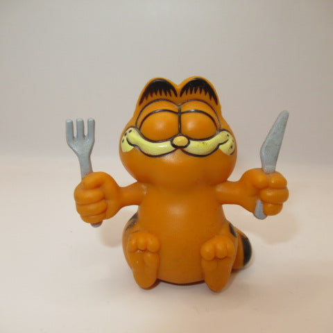 80's★GARFIELD★ガーフィールド★PVC★フィギュア★人形★ビンテージ★vintage★ナイフ＆フォーク