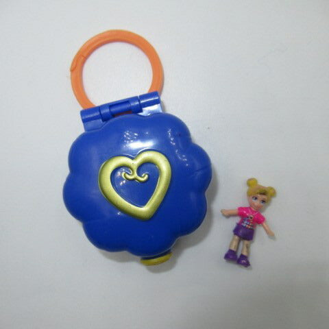 2017年★Polly Pocke★ポーリーポケット★コンパクト★復刻版★フィギュア★人形★ぬいぐるみ★★ビンテージ★キーホルダー★お花★ブルー★