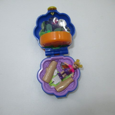 2017年★Polly Pocke★ポーリーポケット★コンパクト★復刻版★フィギュア★人形★ぬいぐるみ★★ビンテージ★キーホルダー★お花★ブルー★