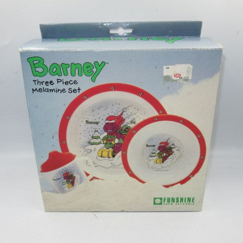 90's★Barney★Dinosaur★Barney★Dinner Wear set★Dish set★Melamine plate★Doll★Figure★Stuffed animal★Unused item★ 