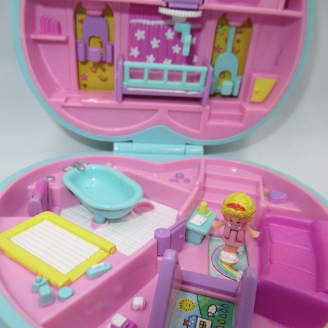 ビンテージ★Pollypocket★ポーリーポケット★コンパクト★ハート★人形★フィギュア★ままごと★ミニチュア★ブルー★