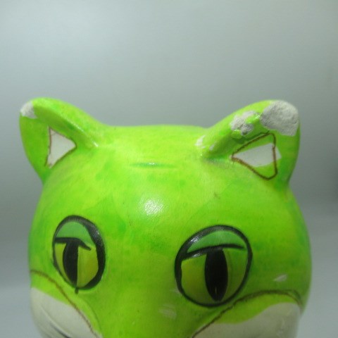 70's★Vintage★Psychedelic★Figurine★Pottery★Cat★Kitty★Figure★Doll★Stuffed animal★ 