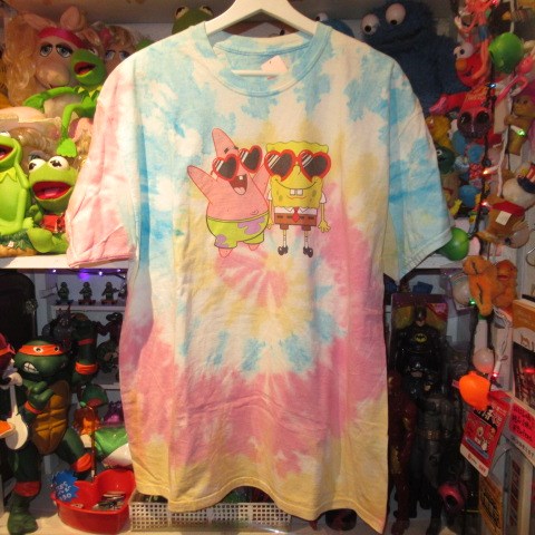 SPONGE BOB★Sponge Bob★Patrick★T-shirt★Tie-dye★Men's★Size L★USED★ 