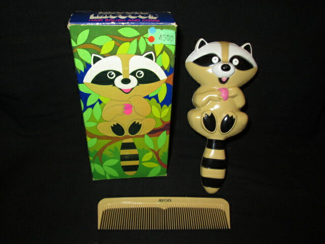 Vintage★AVON★Avon★Raccoon★Brush &amp; Comb Set★Old★ 