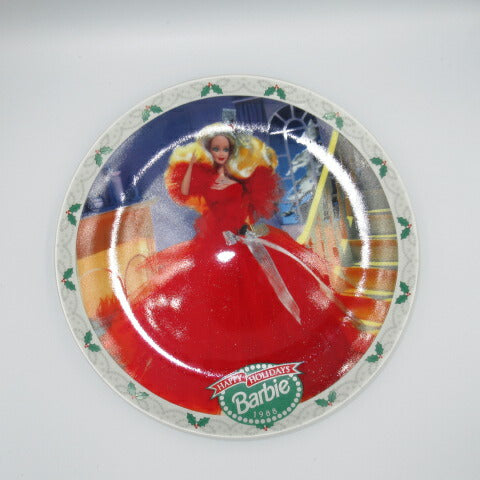 1988★80's★Barbie★Barbie★Happy Holidays Barbie★Plate★Pottery★Doll★Figure★Plate★Christmas★Dress★Red 