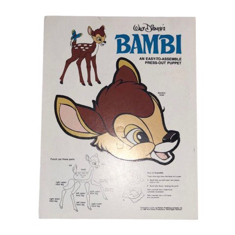 1980年★ビンテージ★Disney★ディズニー★PAPER PUPPET★ペーパーパペット★BAMBI★バンビ