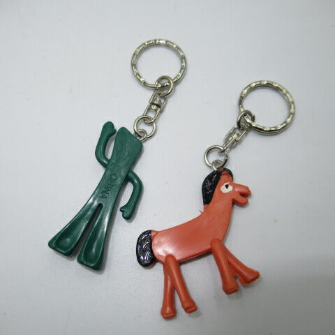 BOOTLEG★GUMBY★ガンビー★ポーキー★フィギュアキーホルダー★キーチェーン★ベンダブル★人形★ブートレグ★４．５センチ★２個セット