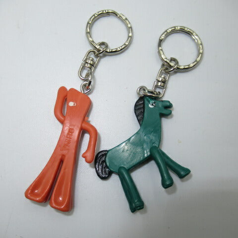 BOOTLEG★GUMBY★ガンビー★ポーキー★フィギュアキーホルダー★キーチェーン★ベンダブル★人形★ブートレグ★４．５センチ★２個セット