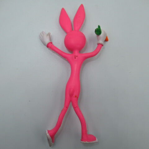 Vintage★Rabbit★Stuffed animal★Bendable★Figure★14cm★Carrot★Fluorescent pink 