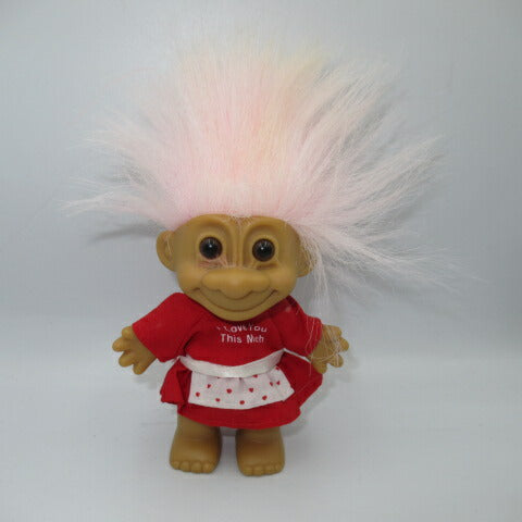 rare! Vintage★RUSS★TROLL★TROLLS★Trolls★Valentine★Doll★Figure★Pastel pink hair 