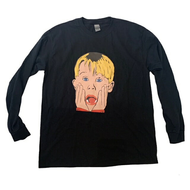 HOME ALONE★Home Alone★T-shirt★Illustration★Kevin★Figure★L size★Macaulay Culkin★Long T-shirt★Long sleeve★Black★Difficult 