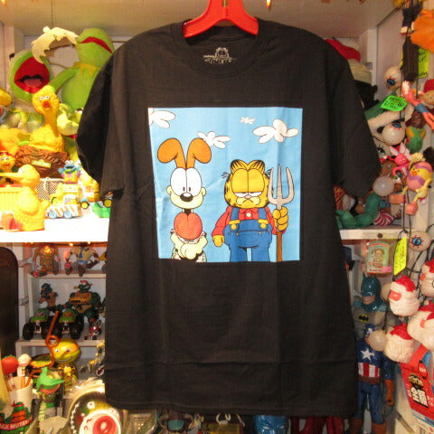GARFIELD★ガーフィールド★Tシャツ★ガーフィールド＆オーディ★ぬいぐるみ★人形★フィギュア★Lサイズ★ブラック