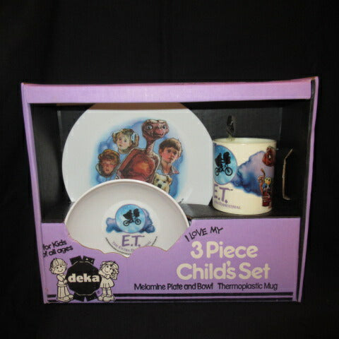 1982★Vintage★Movie ET★Eety★3 Piece Child's Set★Plate &amp; Cup★Plate &amp; Cup Set★Plate★Plastic Cup★Stuffed Animal★Doll★Figure 