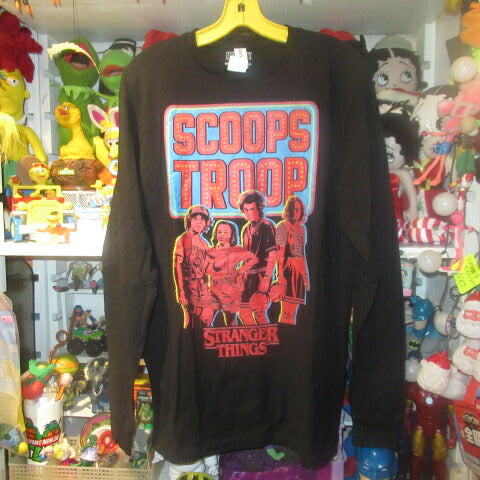 STRANGER THINGS★Stranger Things★T-shirt★Ron T★Eleven★Figure★NET FLIX★L size★Long sleeve★Long sleeve★Black★New★SCOOPS TROOP 