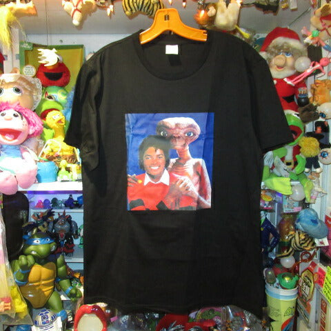 E.T★Tシャツ★E.T &マイケル★マイケル・ジャクソン★ぬいぐるみ★人形★フィギュア★XLサイズ★ブラック