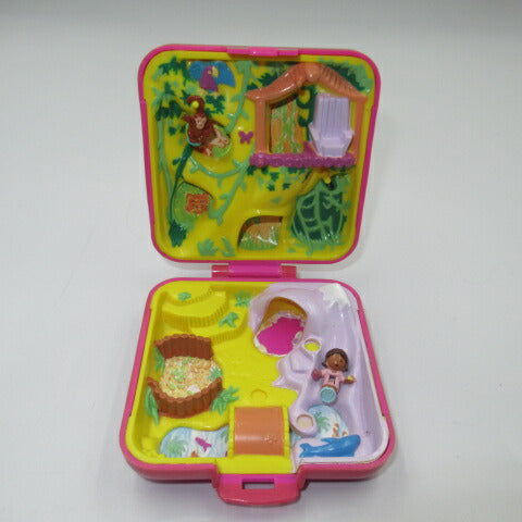 90's★ビンテージ★Polly Pocket★ポーリーポケット★コンパクト★人形★フィギュア★ままごと★ドールハウス★四角★濃いピンク★日焼けあり